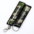 Promotional Wholesale Custom Brand Name Travel Souvenir Woven Embroidery Logo Fabric Keychains